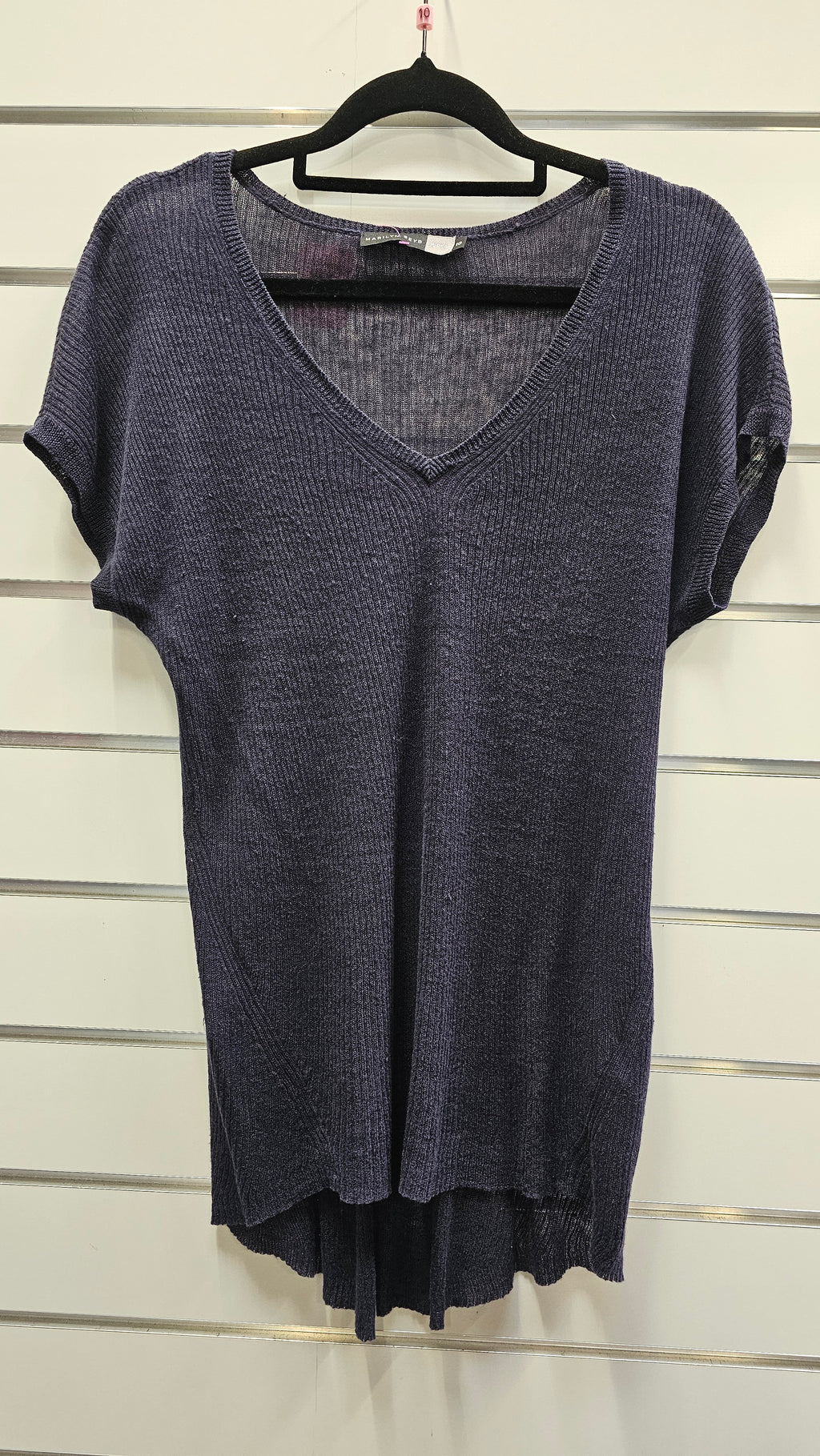 Marilyn Seyb Navy Blue Top 100% Linen - 10 image 0