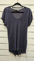Marilyn Seyb Navy Blue Top 100% Linen - 10 image 0