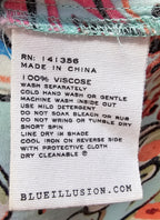 Blue Illusion Floral Dress 100% Viscose - S image 5