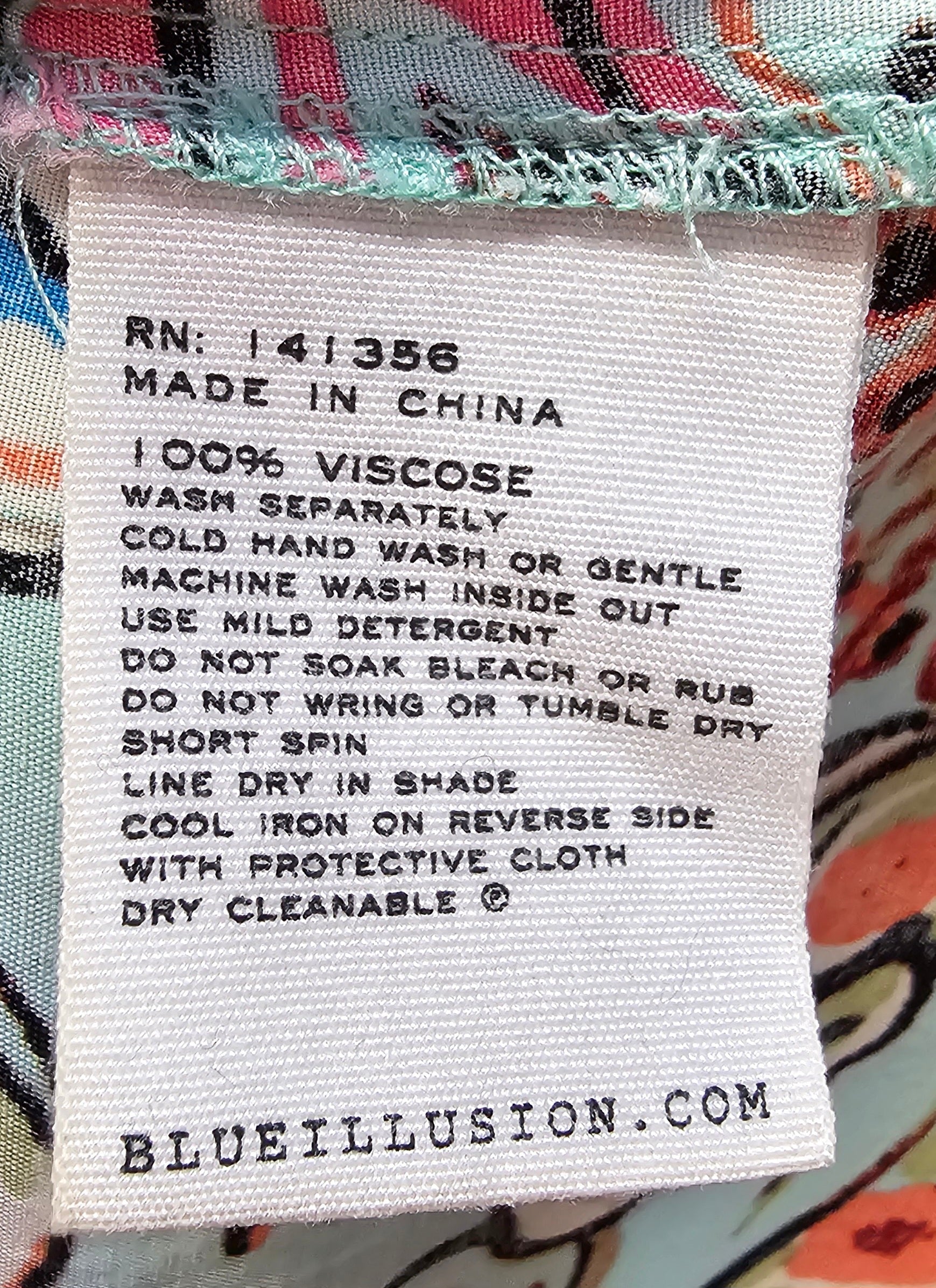 Blue Illusion Floral Dress 100% Viscose - S image 5