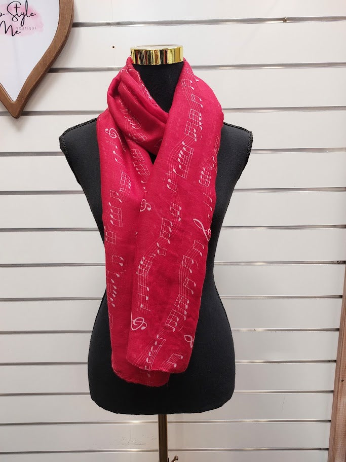 Red Scarf with Music Notes image 1