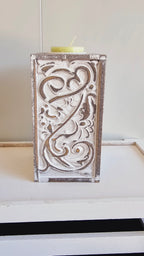 Shabby Chic Candle Holder with Light Green Candle image 0