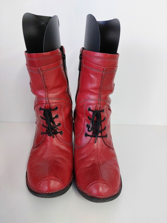 Softwaves Red Leather Ankle Boots - 42 image 1