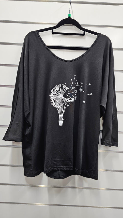 3/4 Sleeve Tunic With White Print In Front - XL image 0