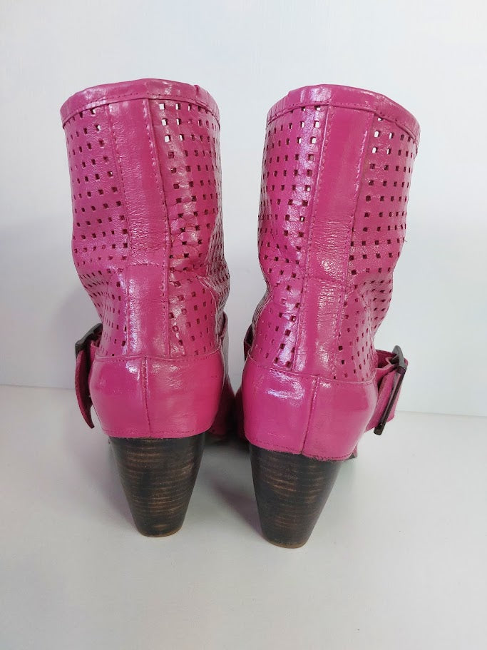 Pink Mesh Open Toe Boots - 40 image 2