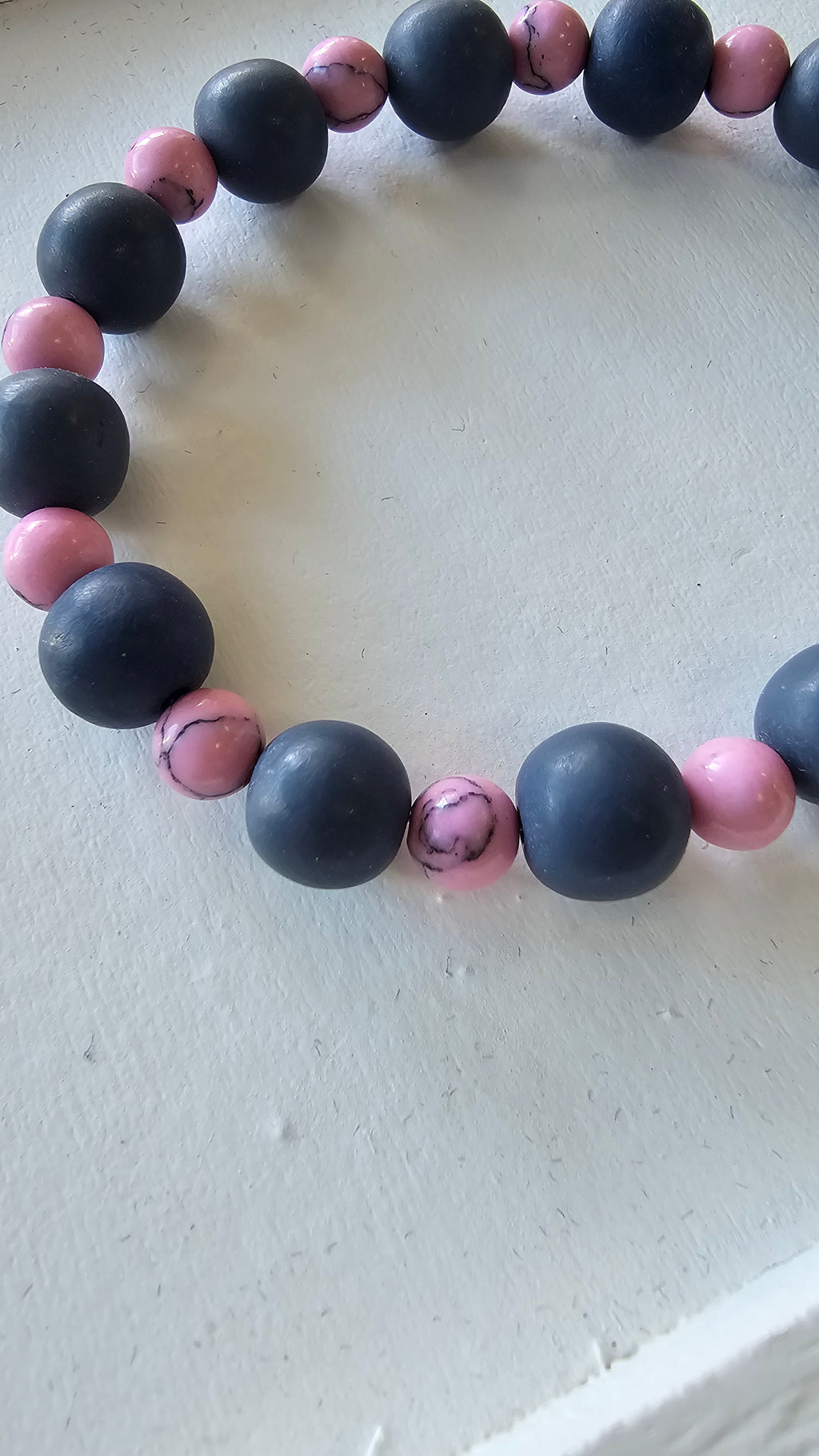 Grey And Pink Beaded Bracelet image 1