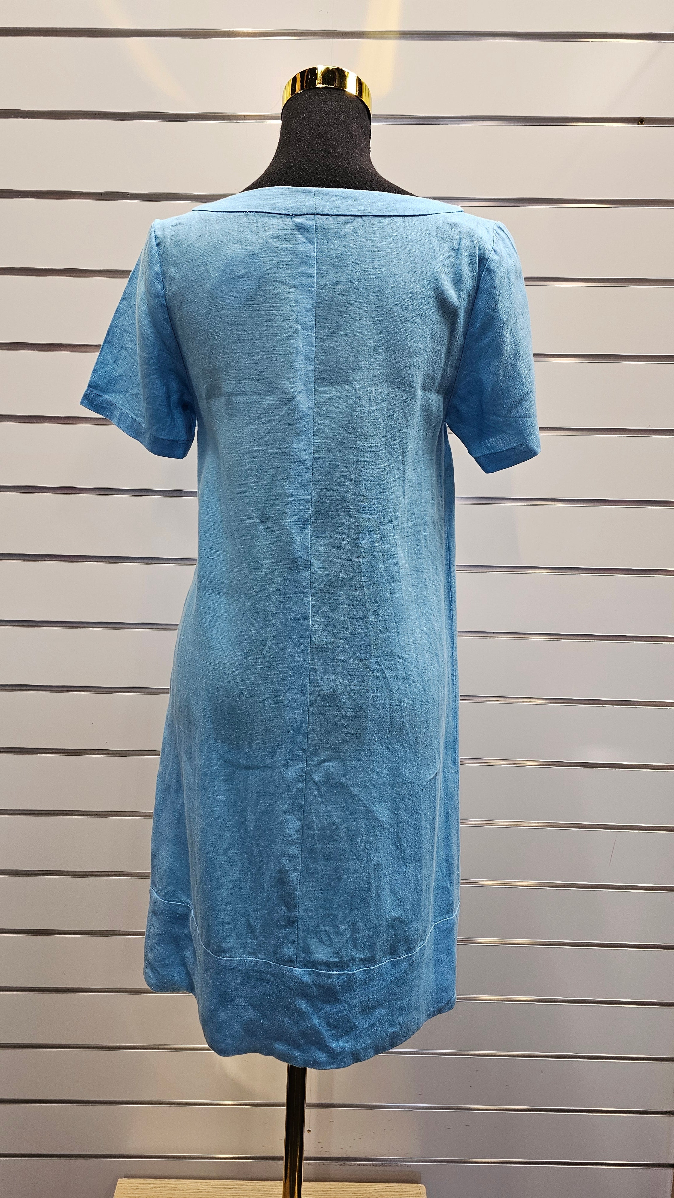 Blue 100% Linen Dress - 12 image 2