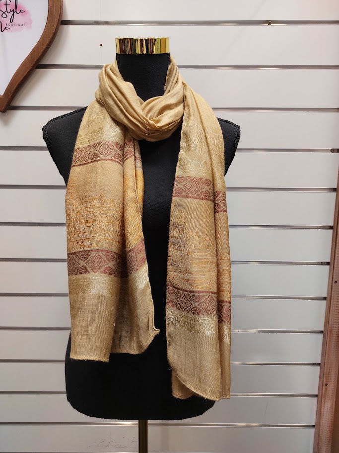 Gold Patterned Scarf image 1