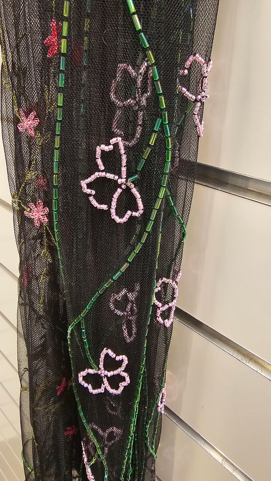 Black Scarf With Beads And Embroidery image 2