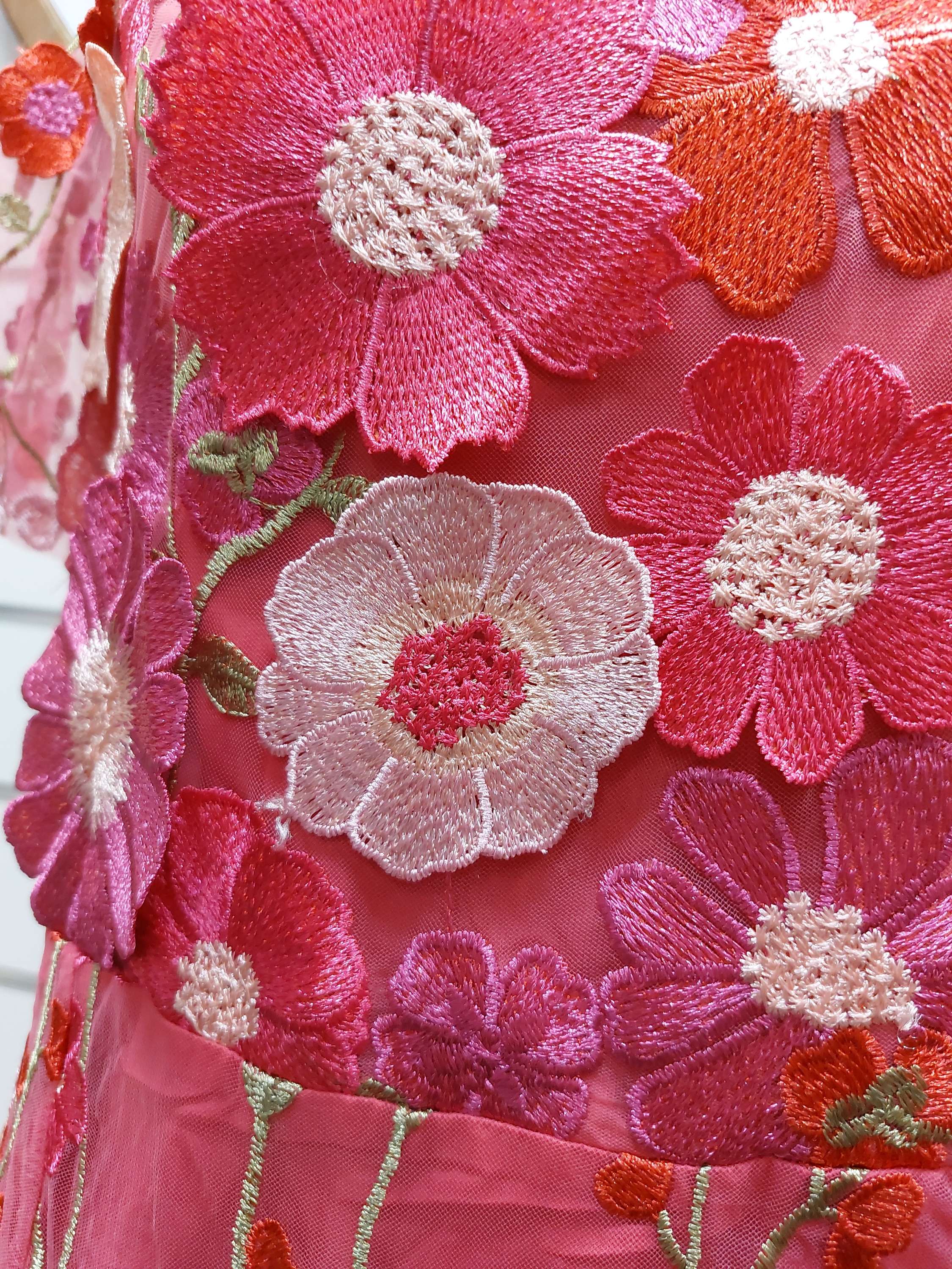 Hot Pink Floral Applique Dress - L image 2