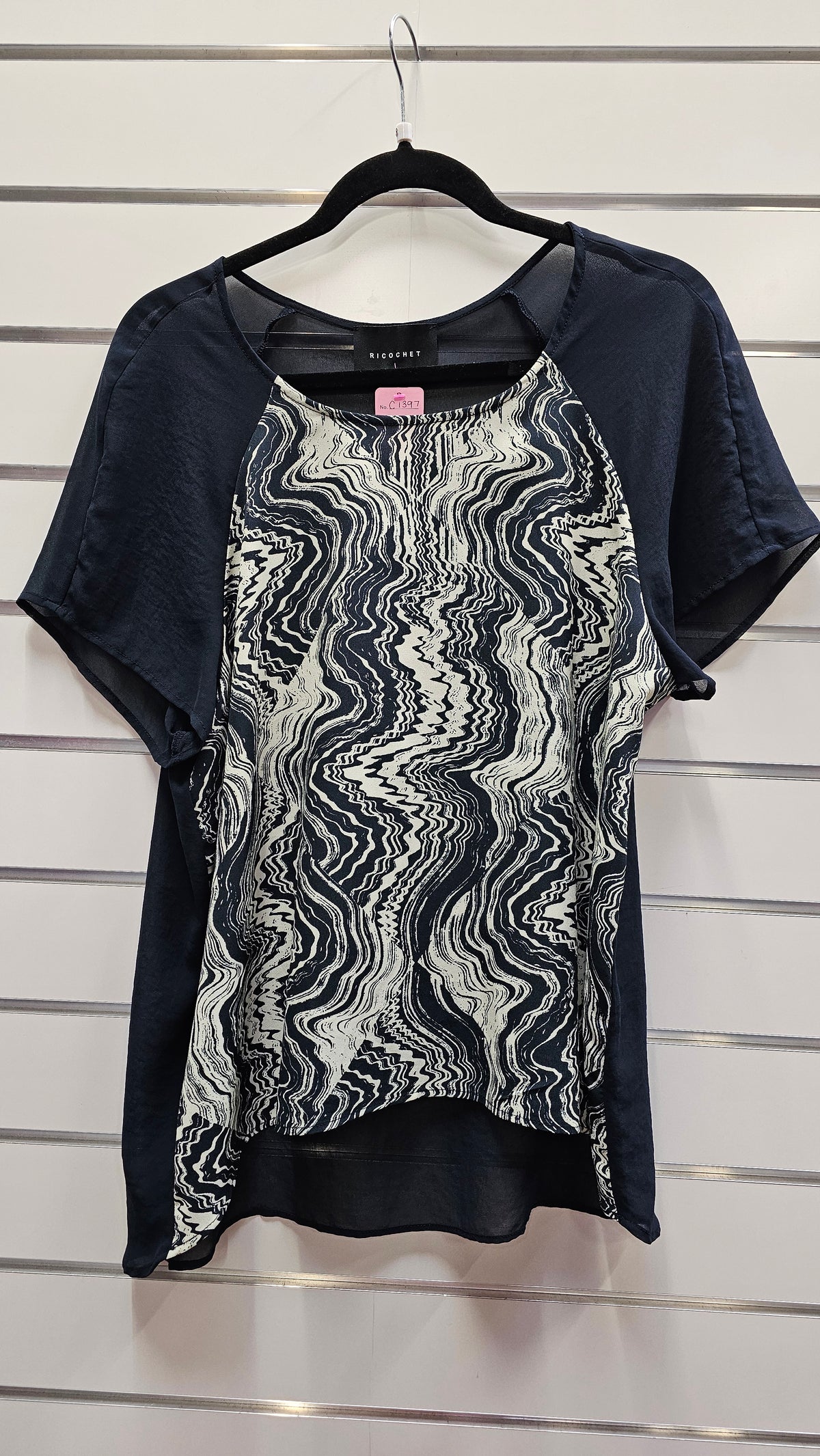 Ricochet navy and white blouse - size 8 image 0