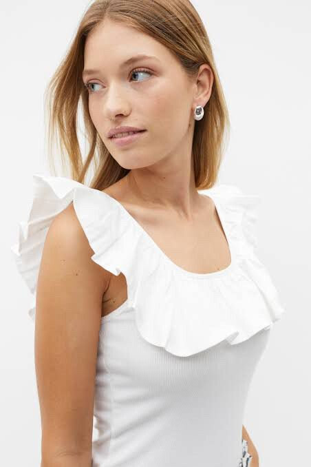 Seed Ruffle Singlet - White - M image 0