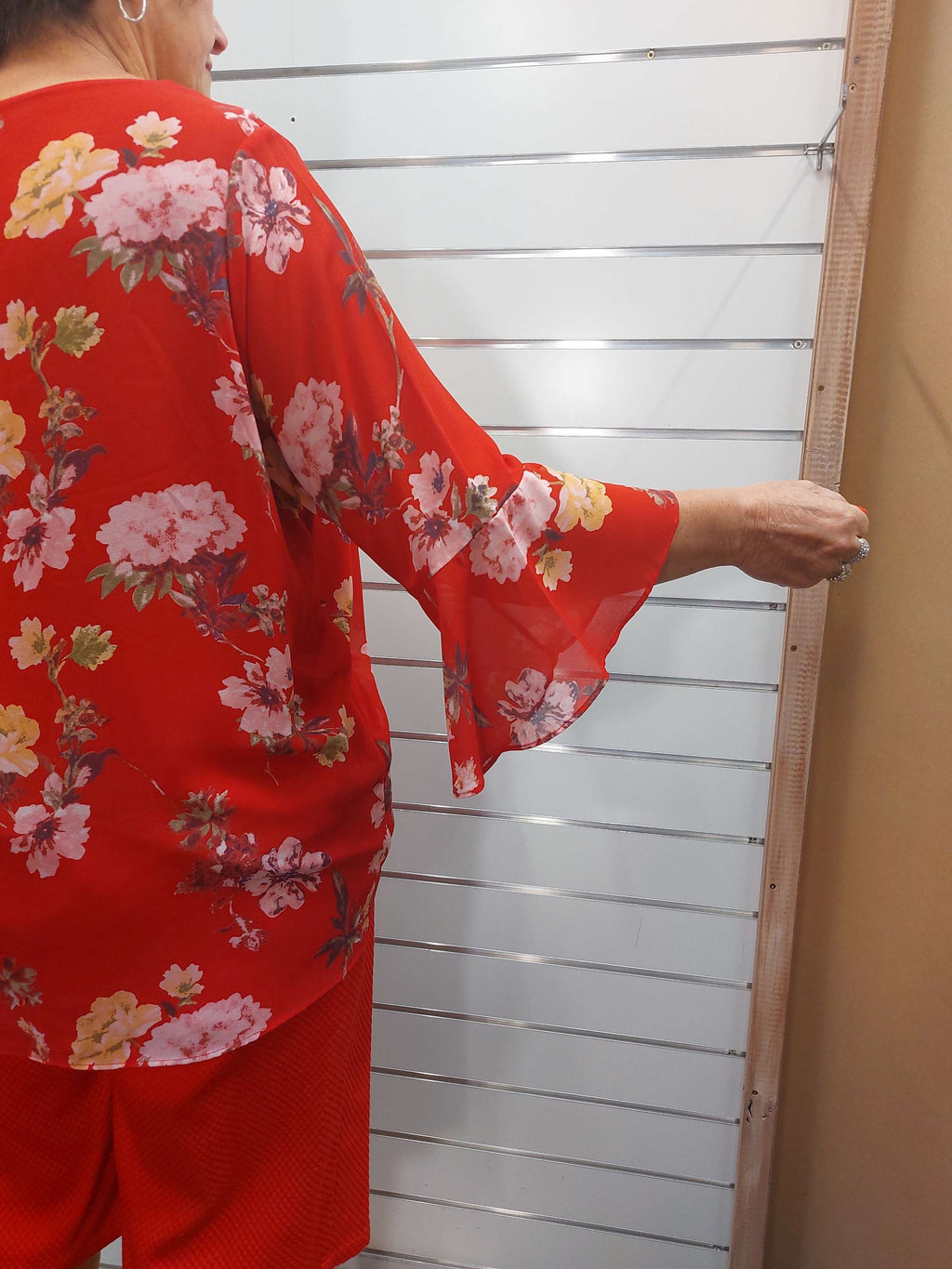 Red Floral Chiffon Blouse - 18 image 2