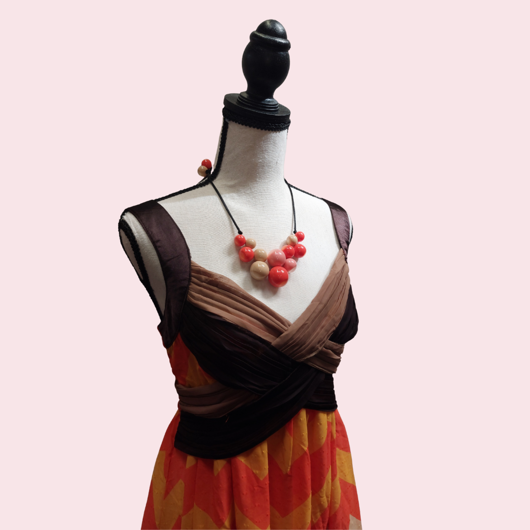 Orange/Brown Chevron Dress - 8/10 image 1