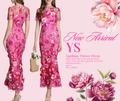 Hot Pink Floral Applique Dress - L image 0