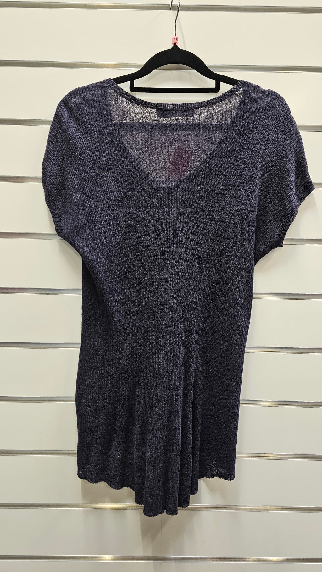 Marilyn Seyb Navy Blue Top 100% Linen - 10 image 1