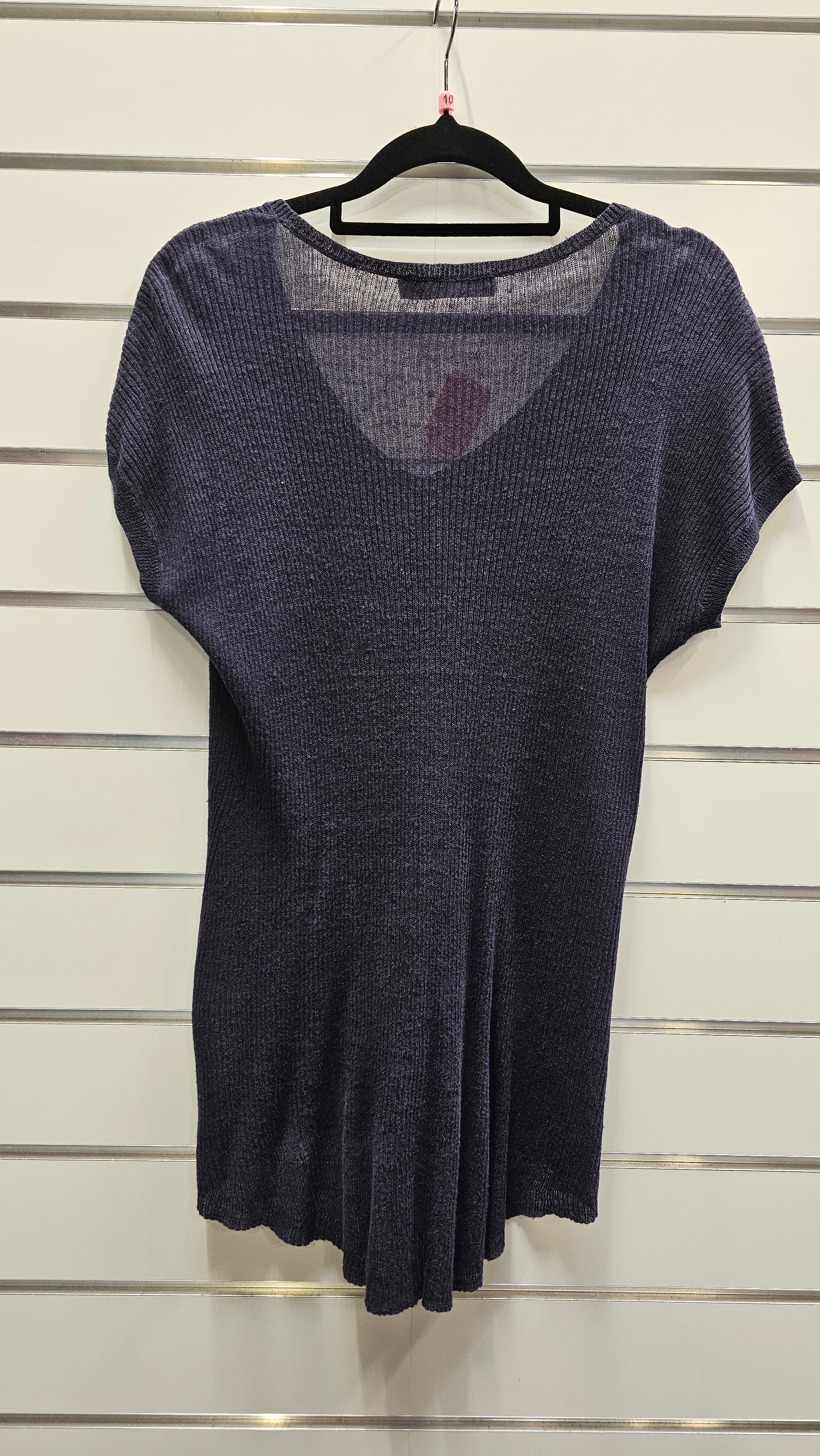Marilyn Seyb Navy Blue Top 100% Linen - 10 image 1