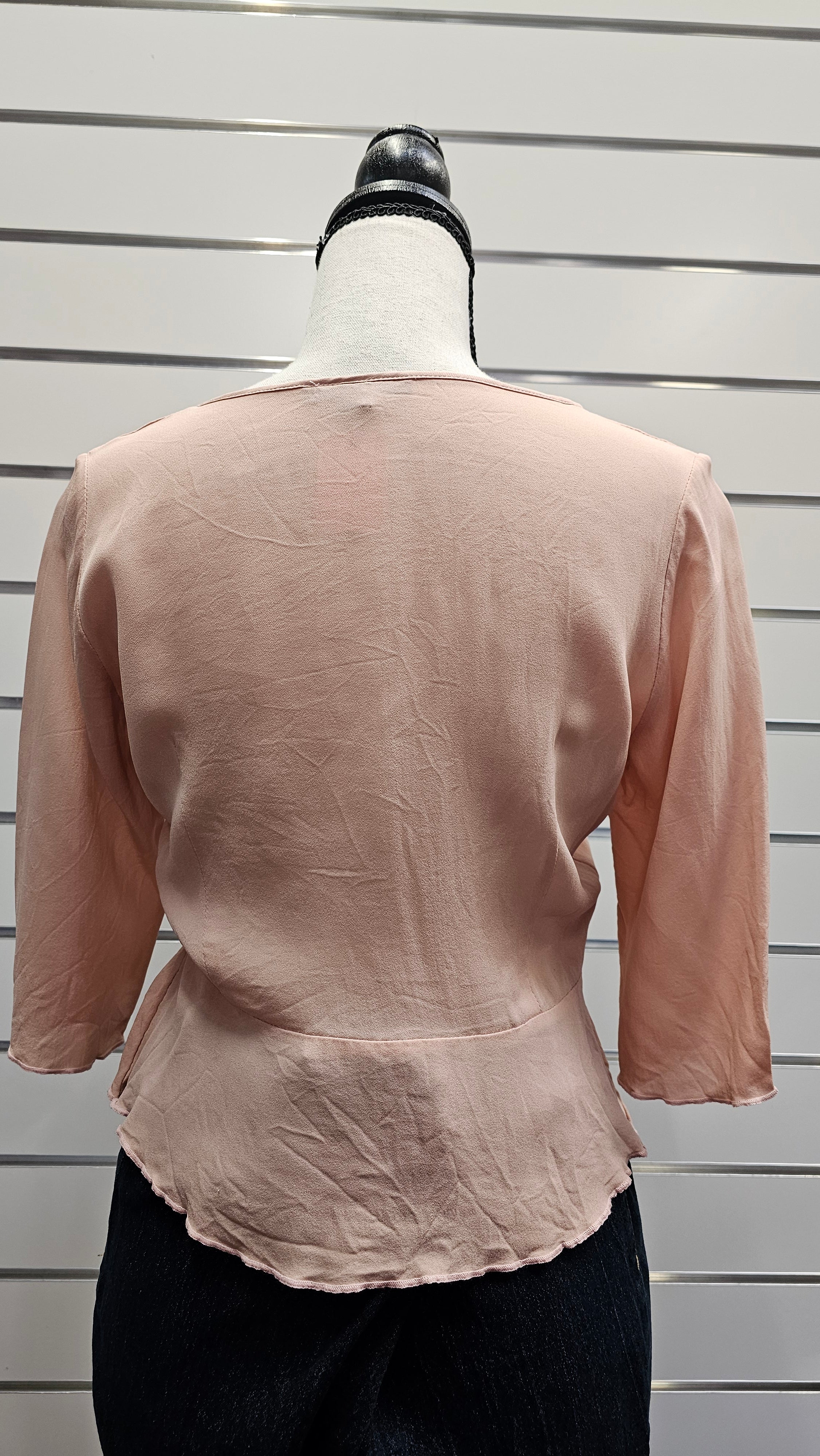 Barbara Lee 100% Silk Peach Blouse - 10 image 3