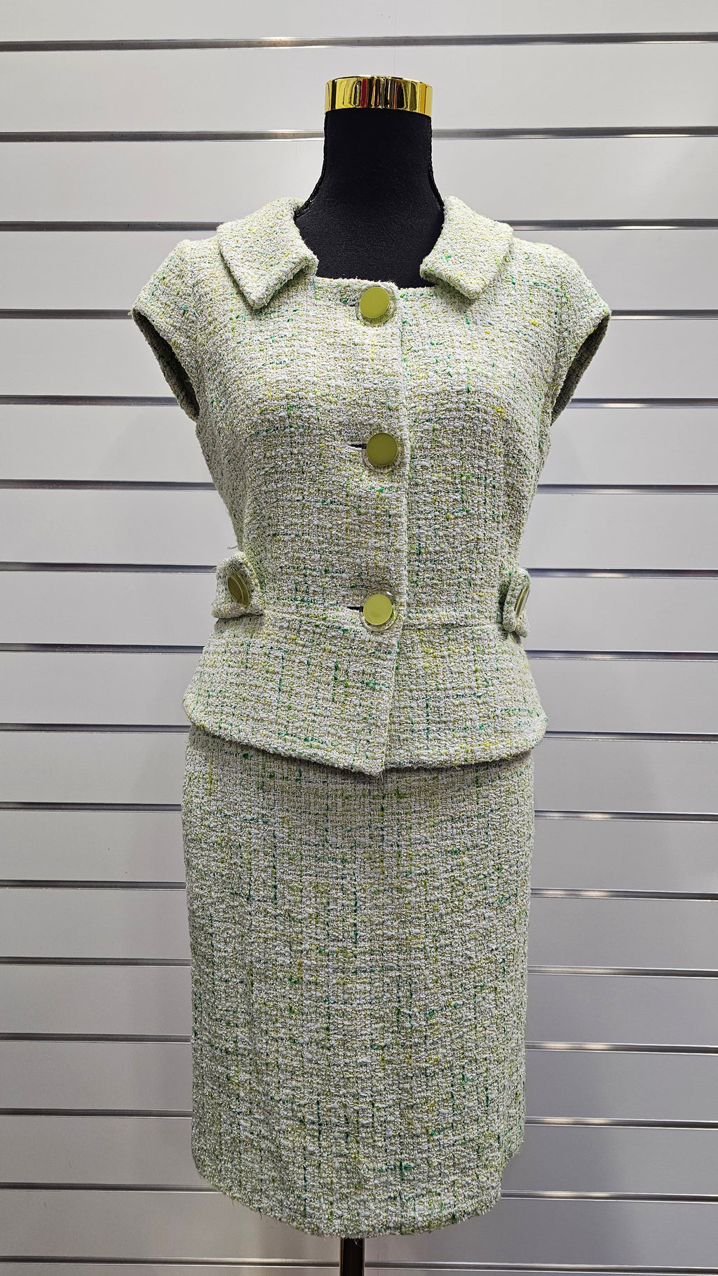 Luisa Spagnoli Green Cotton Blend Skirt Suit - 12 (42) image 0