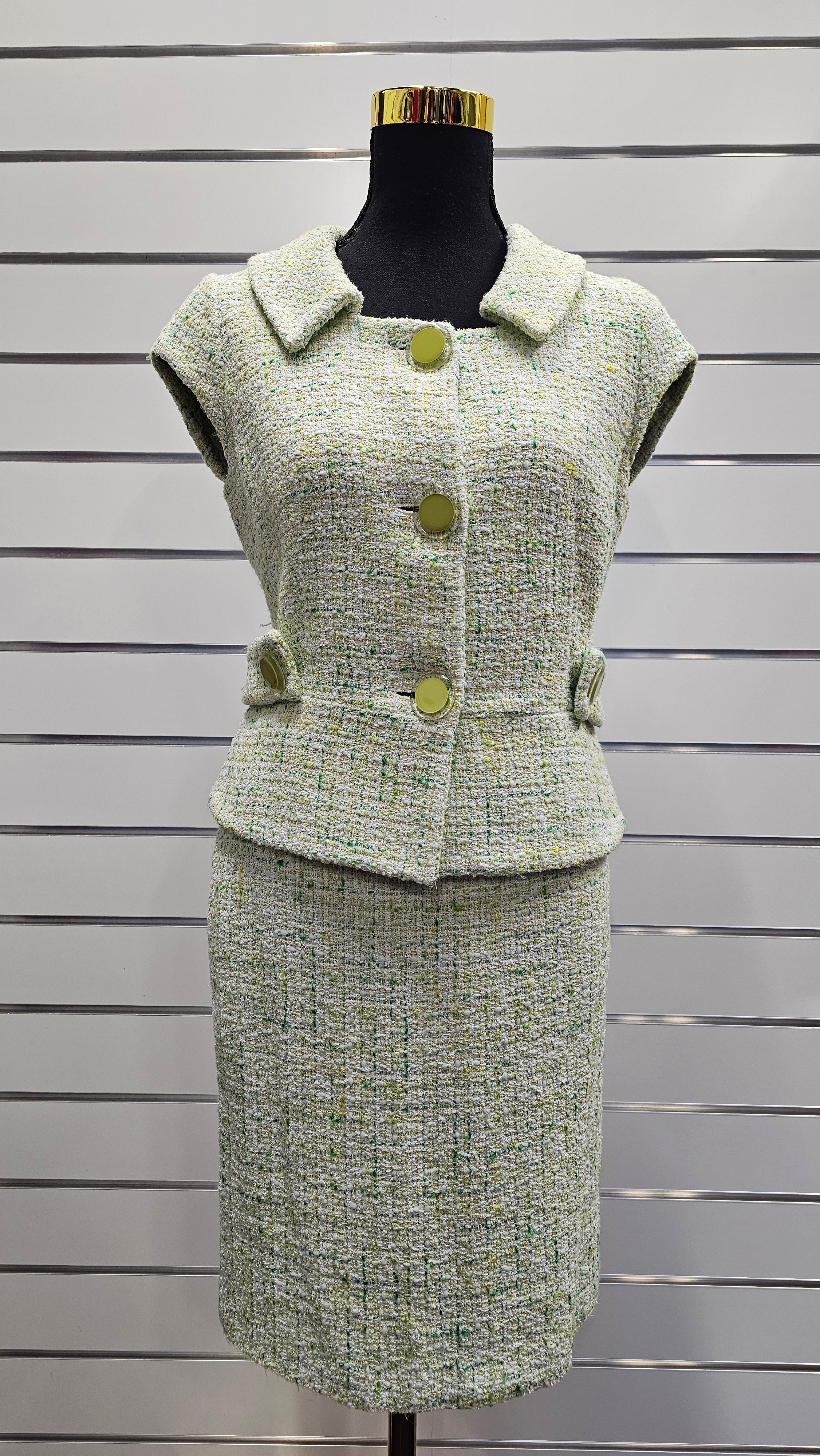 Luisa Spagnoli Green Cotton Blend Skirt Suit - 12 (42) image 0