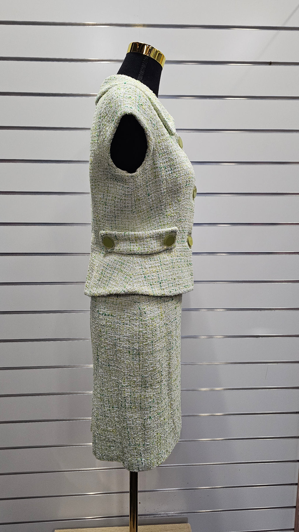 Luisa Spagnoli Green Cotton Blend Skirt Suit - 12 (42) image 2
