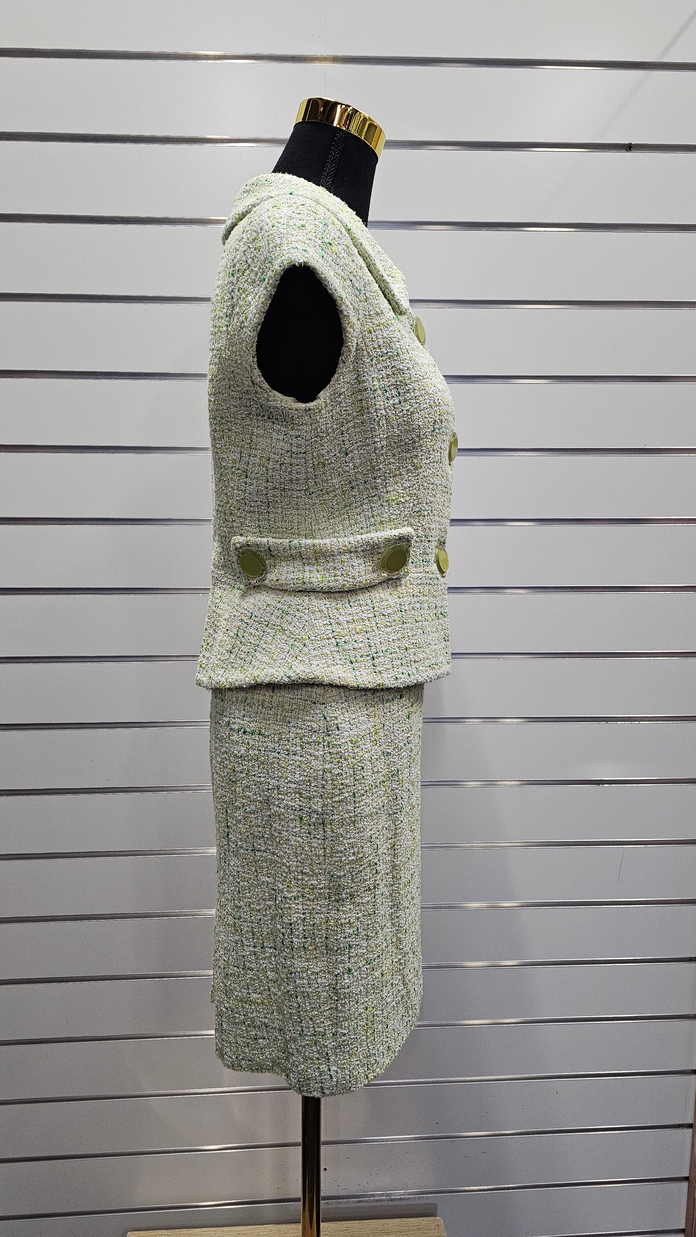 Luisa Spagnoli Green Cotton Blend Skirt Suit - 12 (42) image 2