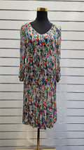 Blue Illusion Floral Dress 100% Viscose - S image 0
