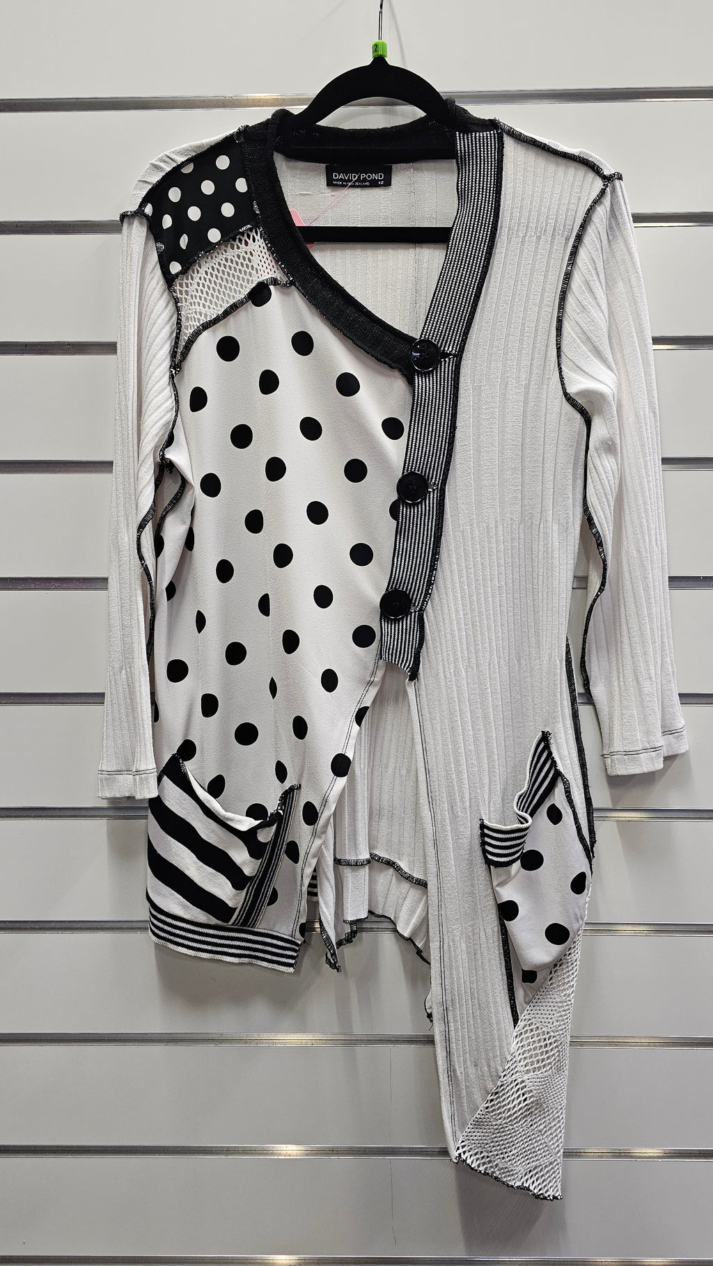 David Pond Black And White Cardigan Viscose Blend - 12 image 0