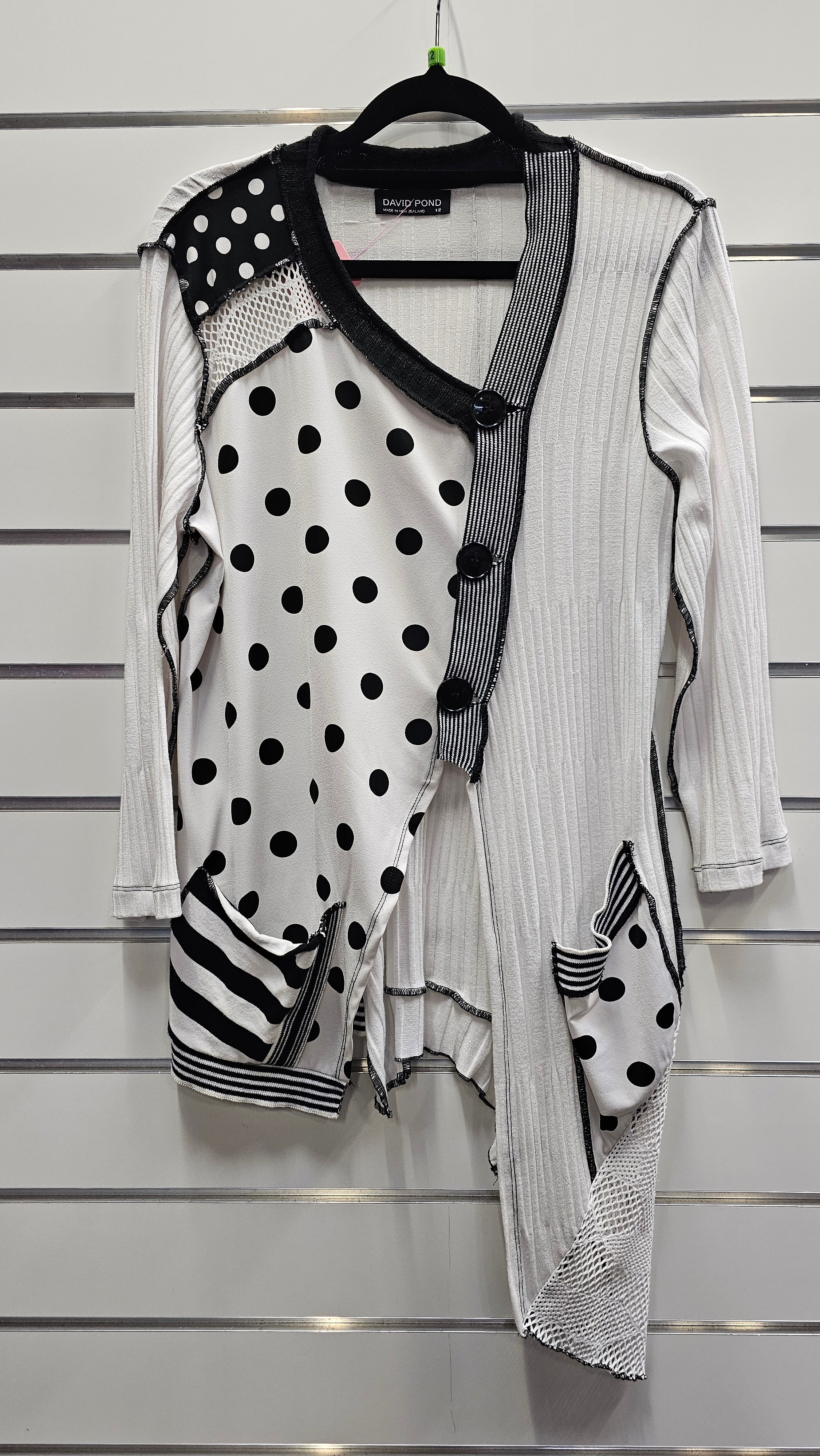 David Pond Black And White Cardigan Viscose Blend - 12 image 0