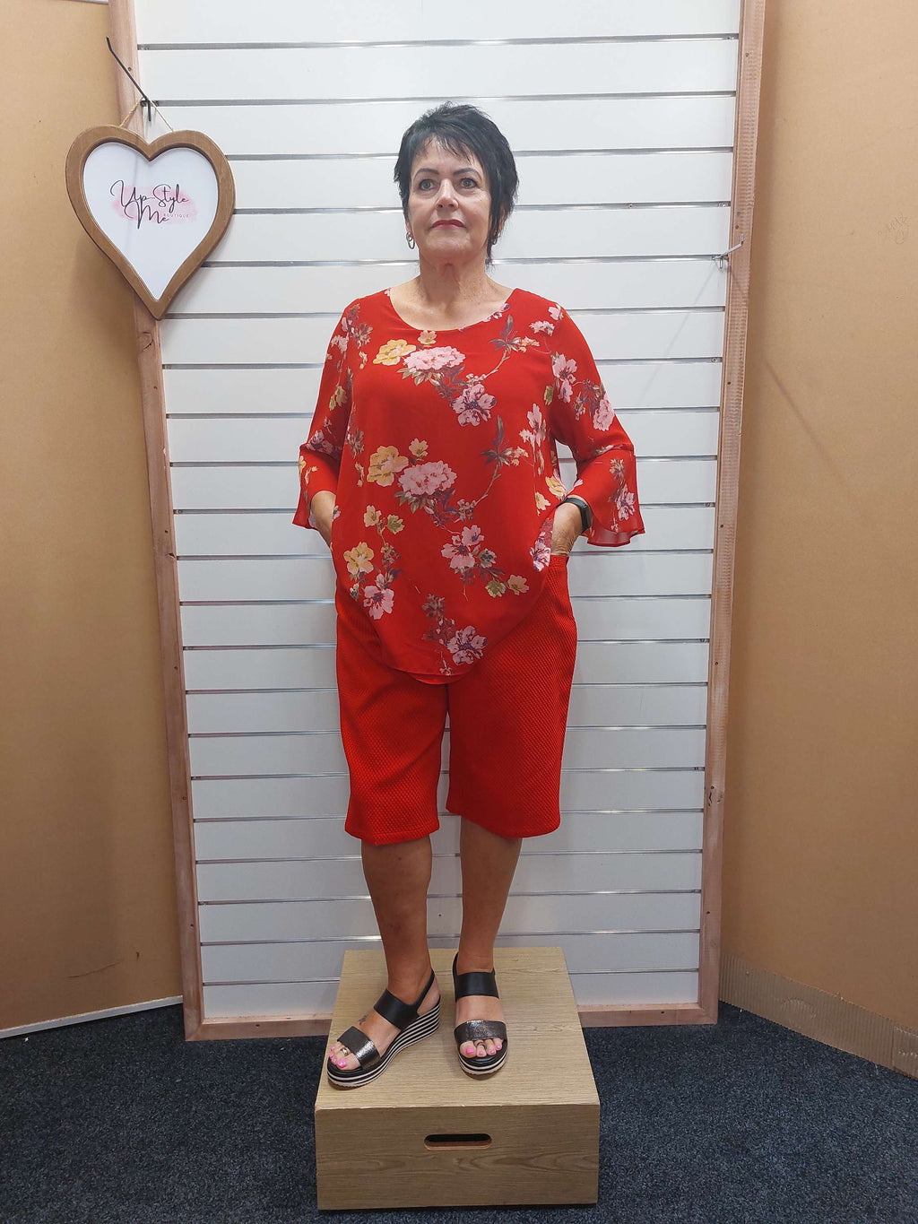Red Floral Chiffon Blouse - 18 image 0