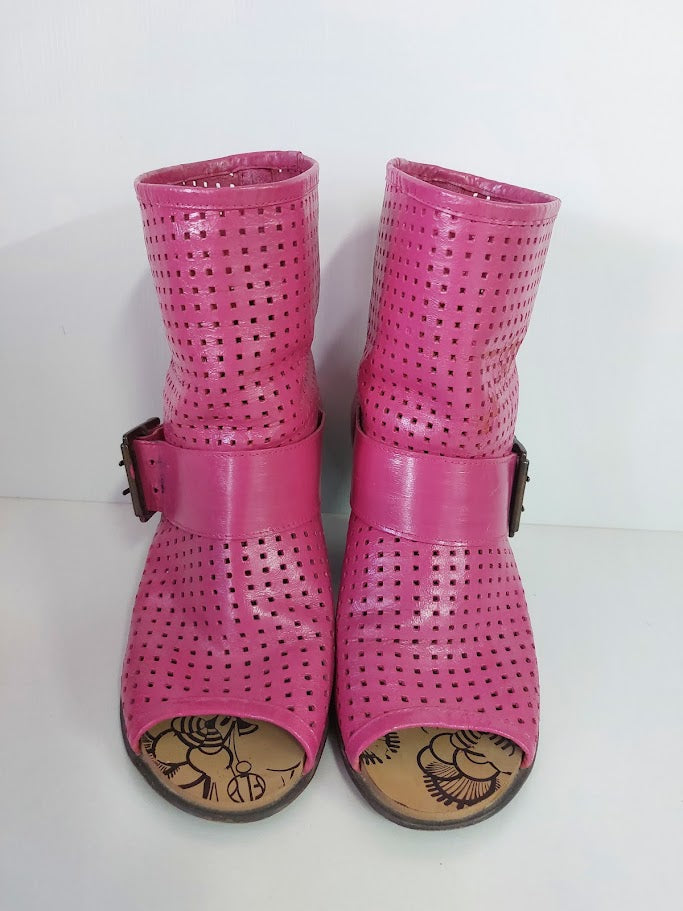 Pink Mesh Open Toe Boots - 40 image 3