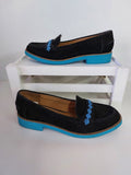 Charles & Keith Black Suede Loafers with Blue Lace - 38 image 0