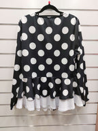 Long Sleeve Peplum Polka Dot Top - L image 1