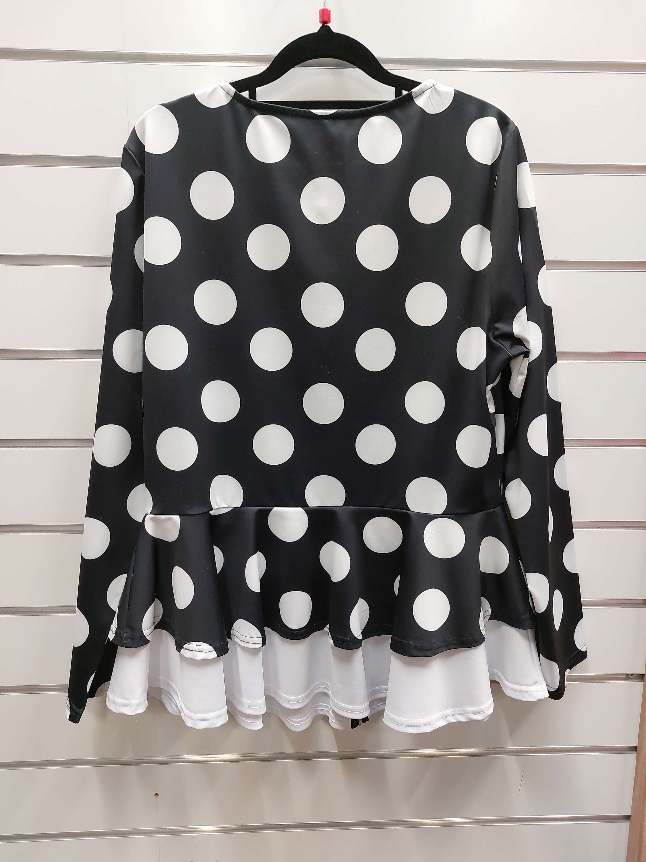 Long Sleeve Peplum Polka Dot Top - L image 1