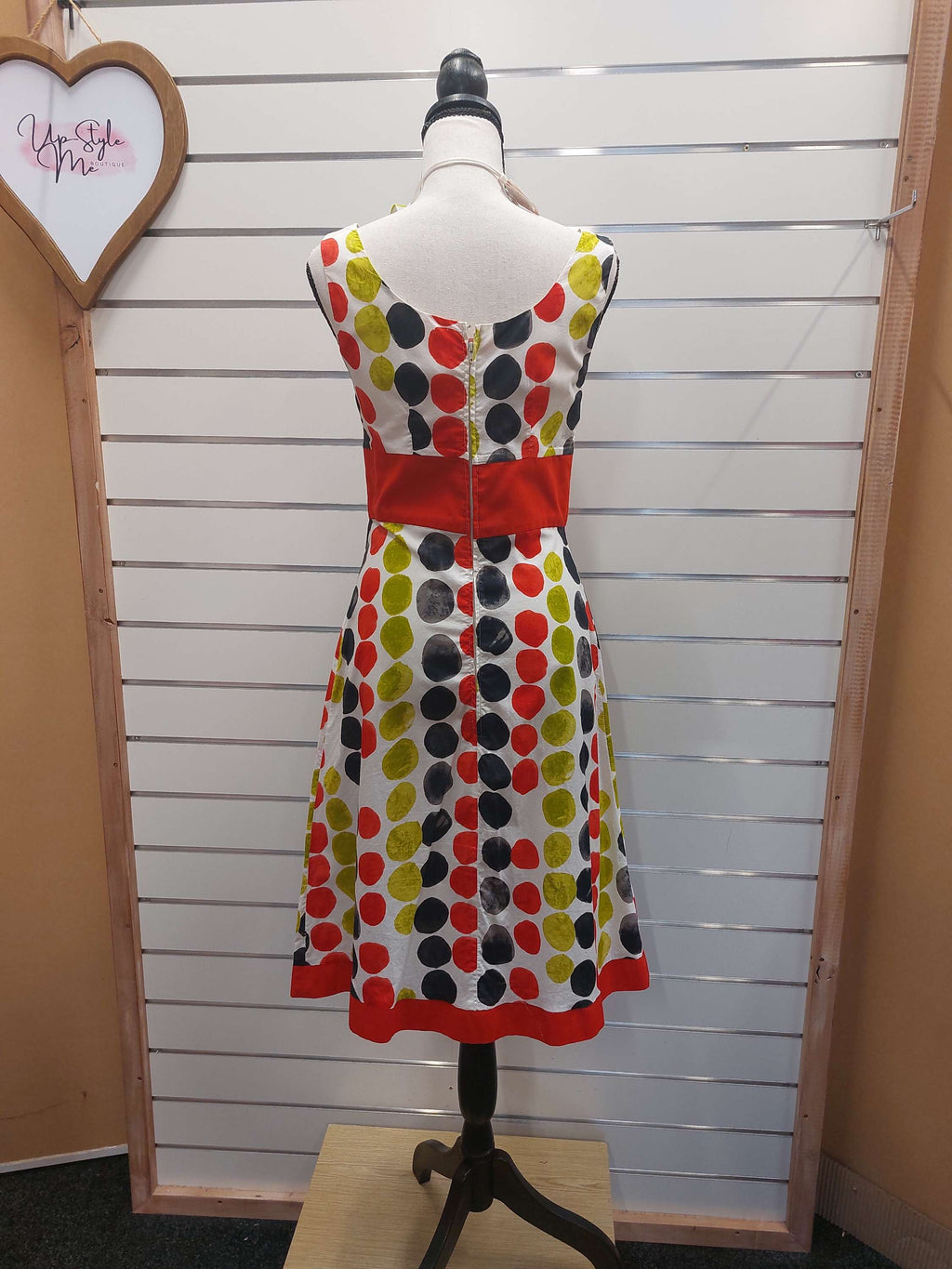 Spotty dress with Red Hem and Waist - 10 image 1