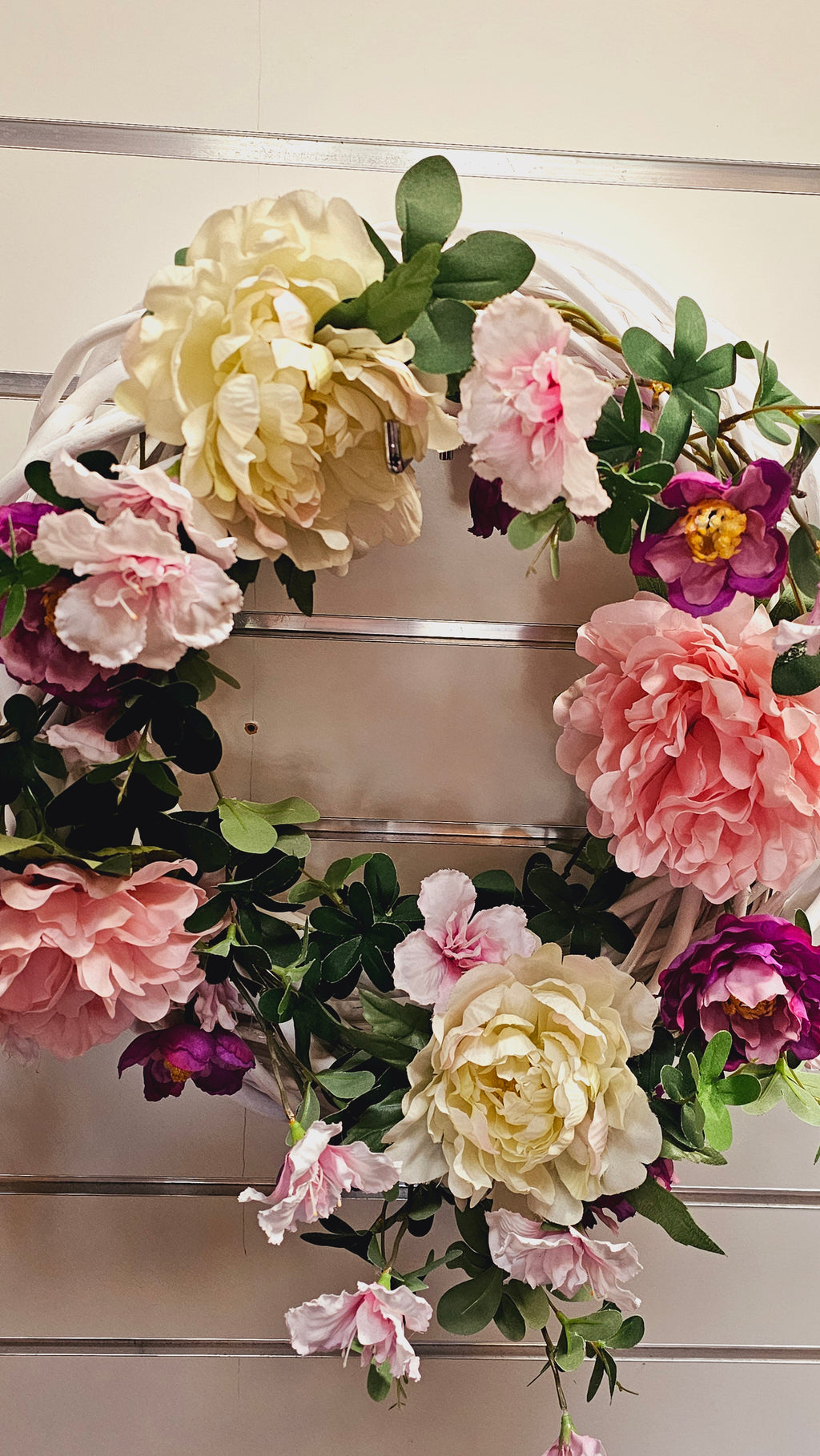 Pink & Purple Floral Cane Wreath image 1