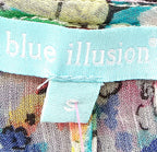 Blue Illusion Floral Dress 100% Viscose - S image 4