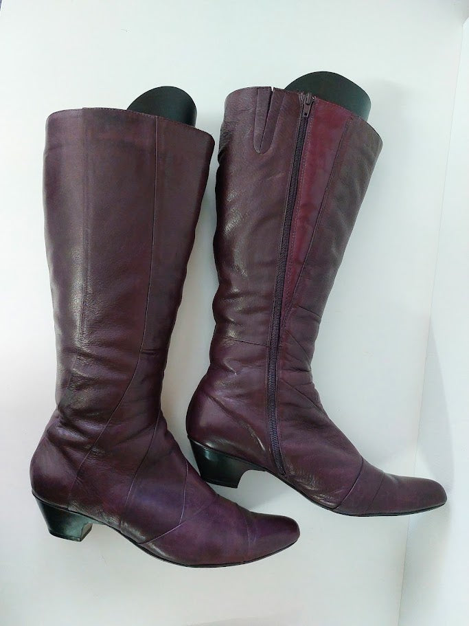 Footloose Purple Leather Knee High Boots - 41 image 1