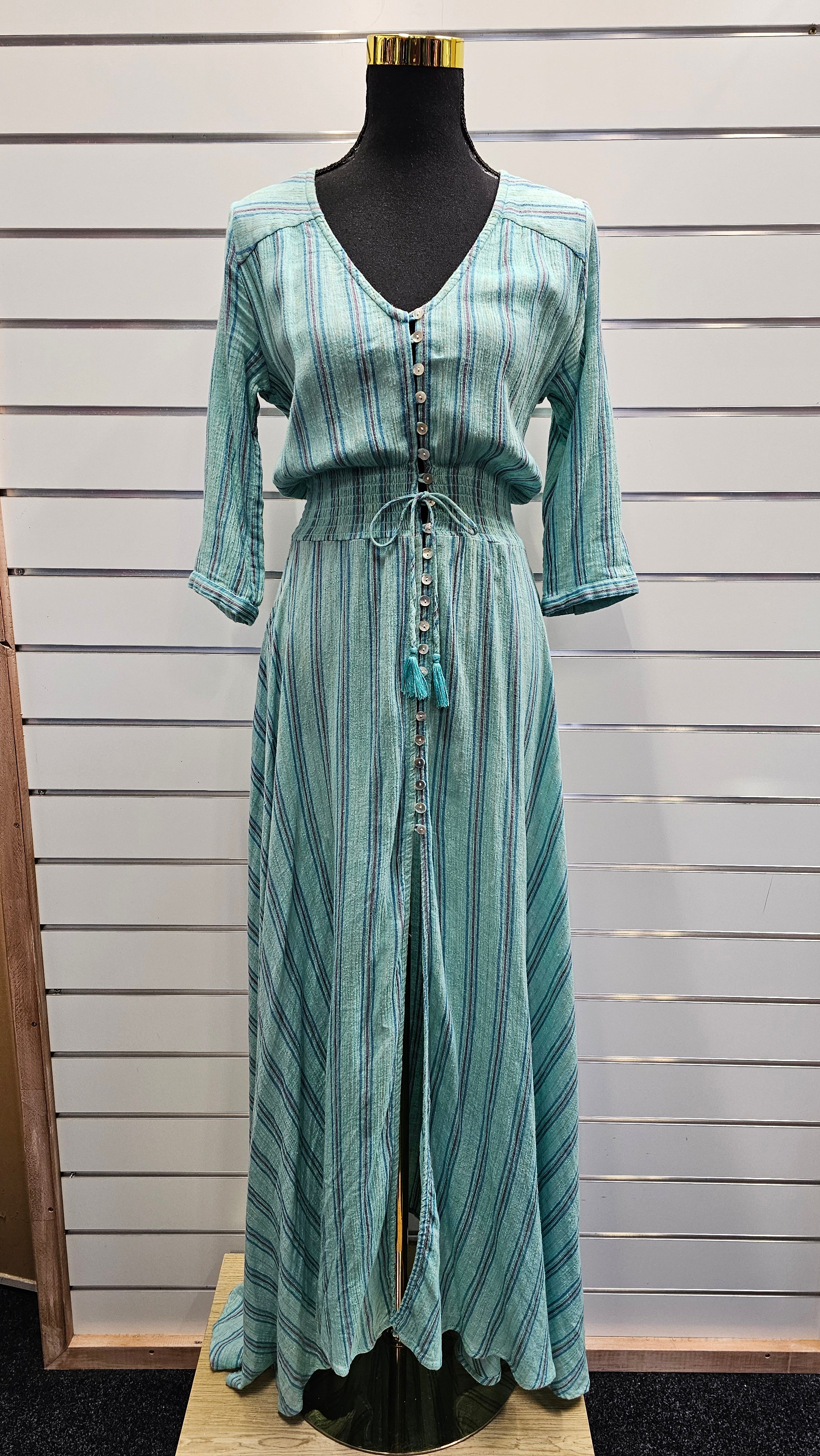 Spell 3/4 Sleeve Dress, Cotton, And Linen Blend - M image 0