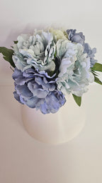 Cream Vase with Blue Peonies Floral Arrangement image 1