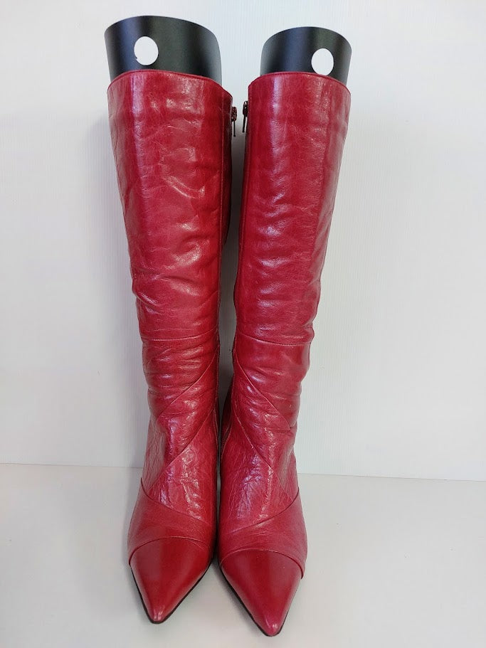 Footloose Red Leather Knee High Boots - 41 image 1