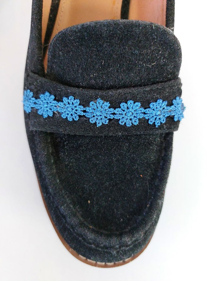 Charles & Keith Black Suede Loafers with Blue Lace - 38 image 3
