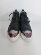 Black with Bronze Toe Detail Lace Up Shoes - Gelato image 1