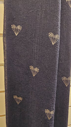 Navy Scarf with Silver Hearts -100% Viscose image 1