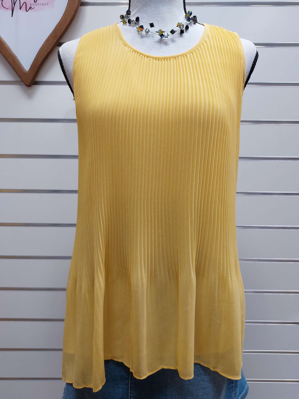 Zara Basics Pleated Sleeveless Yellow Blouse - M image 1