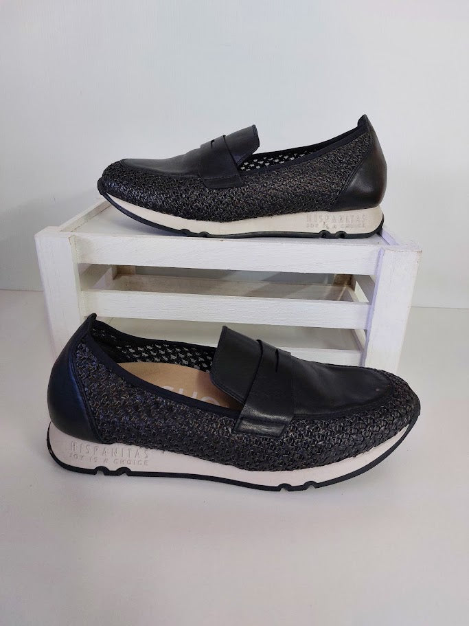 Hispanitas Black Pleather Wedged Slip On Shoe - 40 image 0