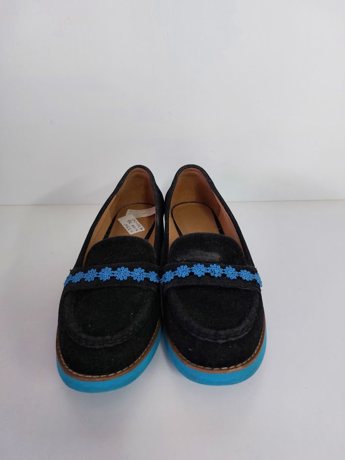 Charles & Keith Black Suede Loafers with Blue Lace - 38 image 1
