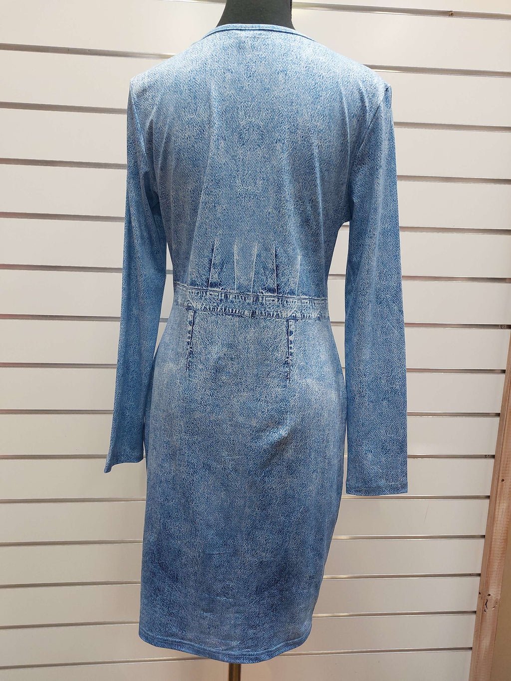 Long Sleeve Denim Look Dress - L image 1