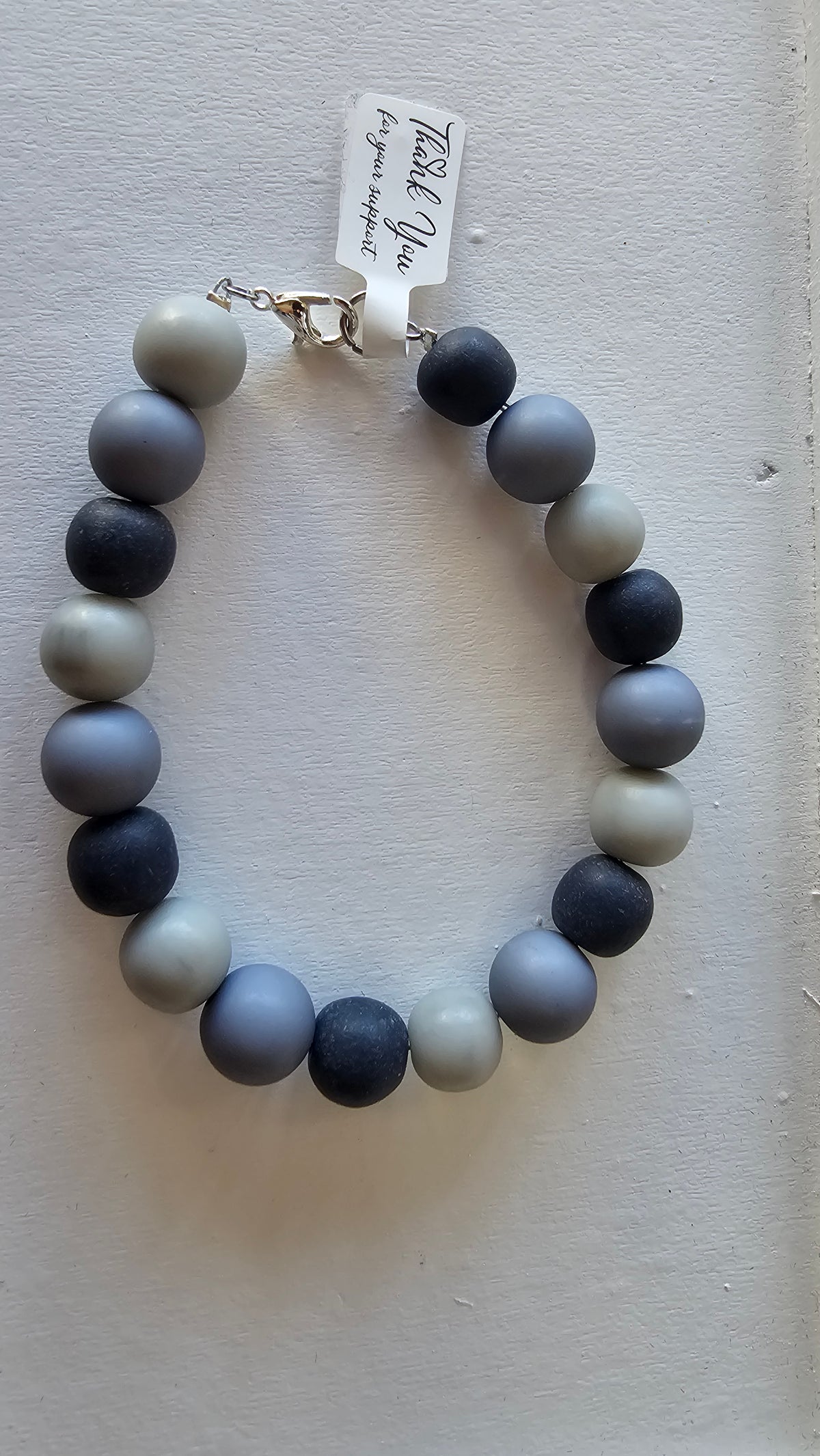 Grey Wood Beaded Bracelet image 0