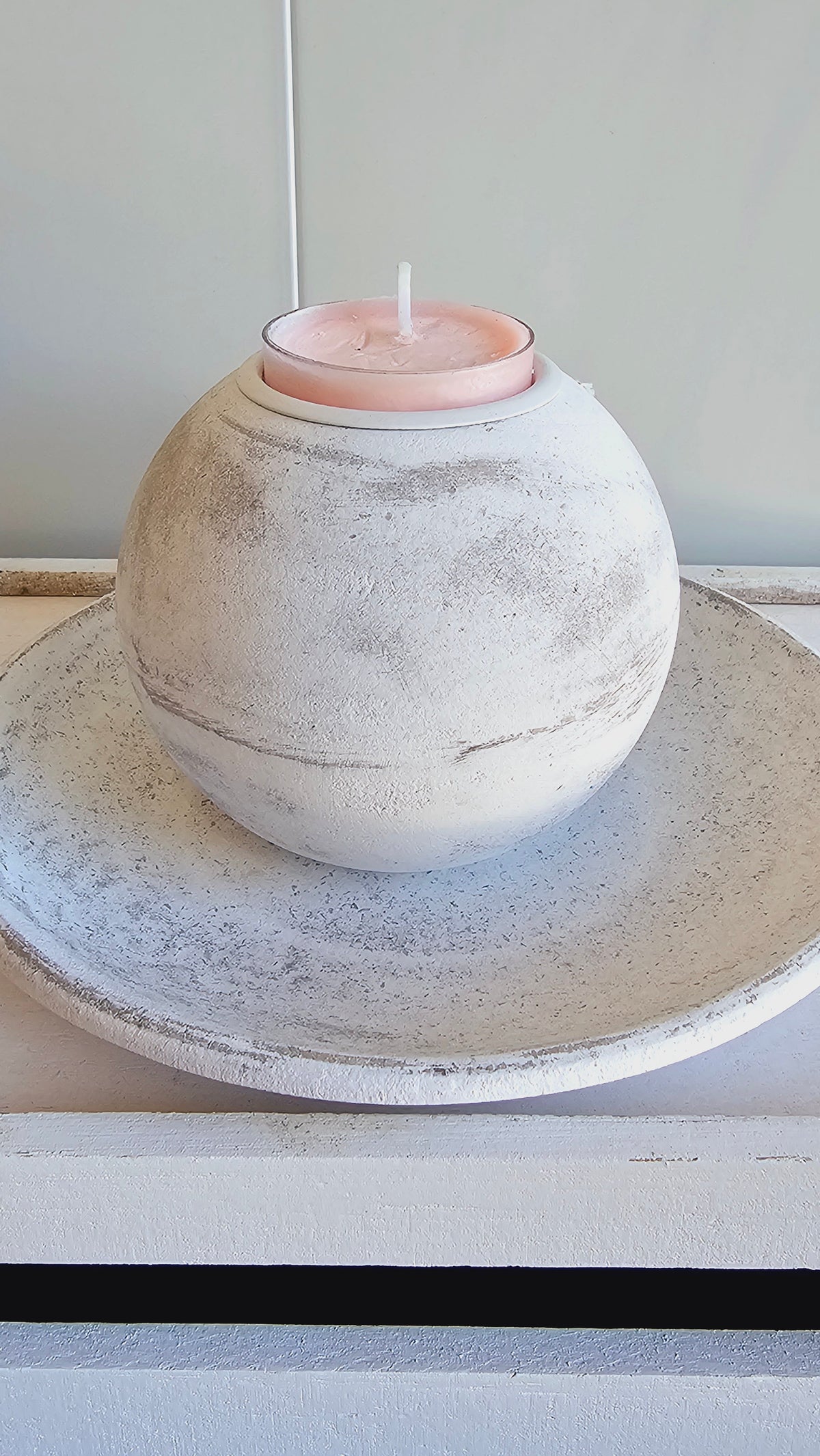 Shabby Chic Candle Holder with Pink Candle image 3